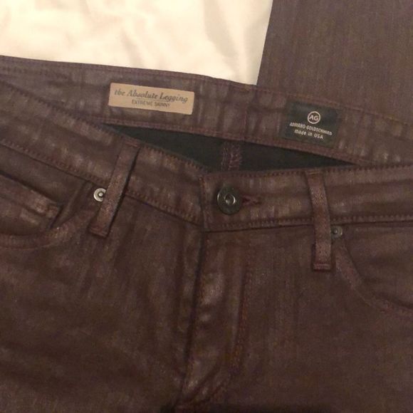 AG maroon leather look skinny jeans - Picture 3 of 6